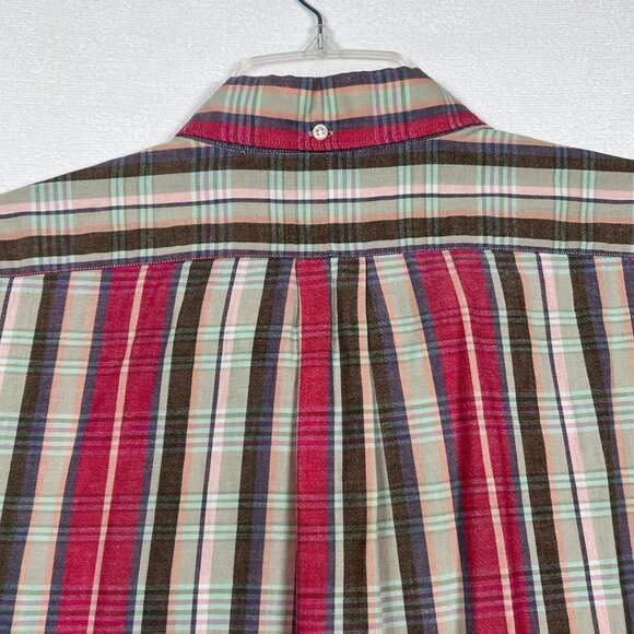 VTG Ralph Lauren MCMEEL Mens XL Button Up Red Gray Short Slv Dress Shirt w/Pony - Picture 5 of 13
